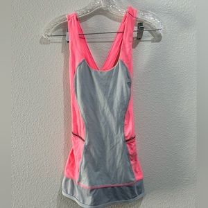 Kyodan Athletic tank, Grey/Pink women's size X-Small yoga Cross back Top